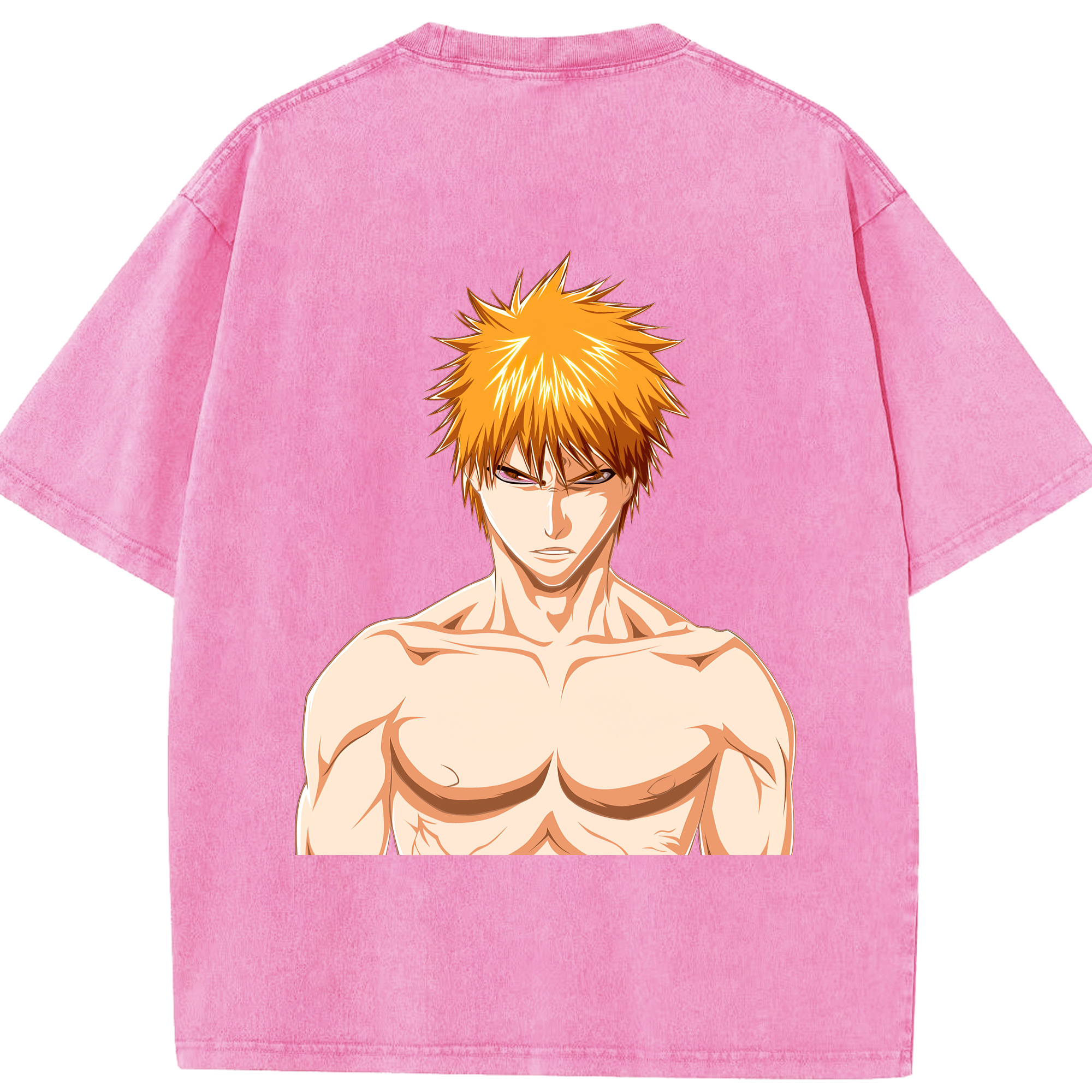 （画像用） ブリーチ 黒崎一護（くろさき いちご）BLEACH Kurosaki Ichigo 綿100% ヴィンテージ風 半袖Tシャツ（背面プリント）